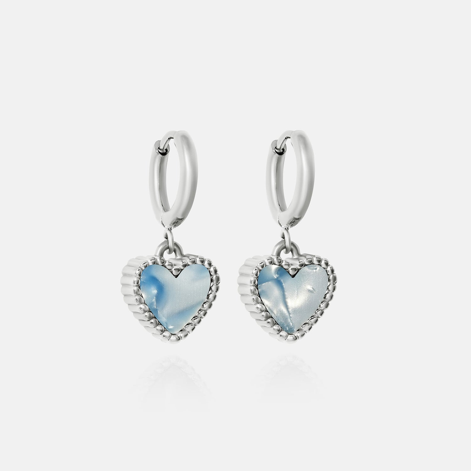 Heart Motif Earrings - Blue Marble