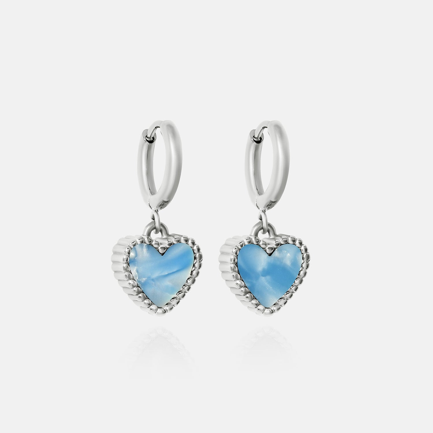 Heart Motif Earrings - Blue Marble