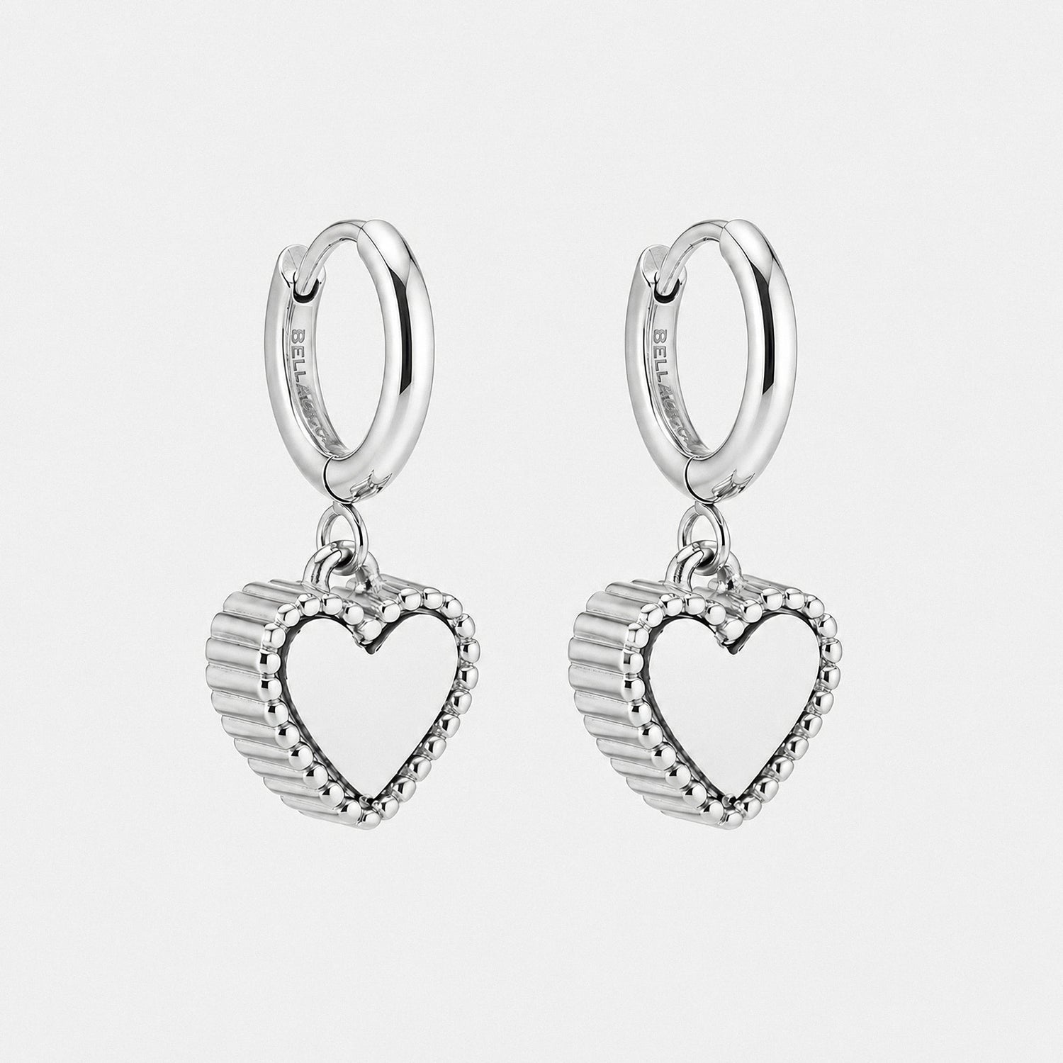 Heart Motif Earrings - Silver