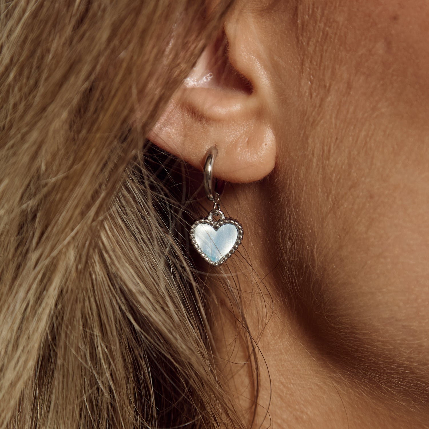 Heart Motif Earrings - Blue Marble