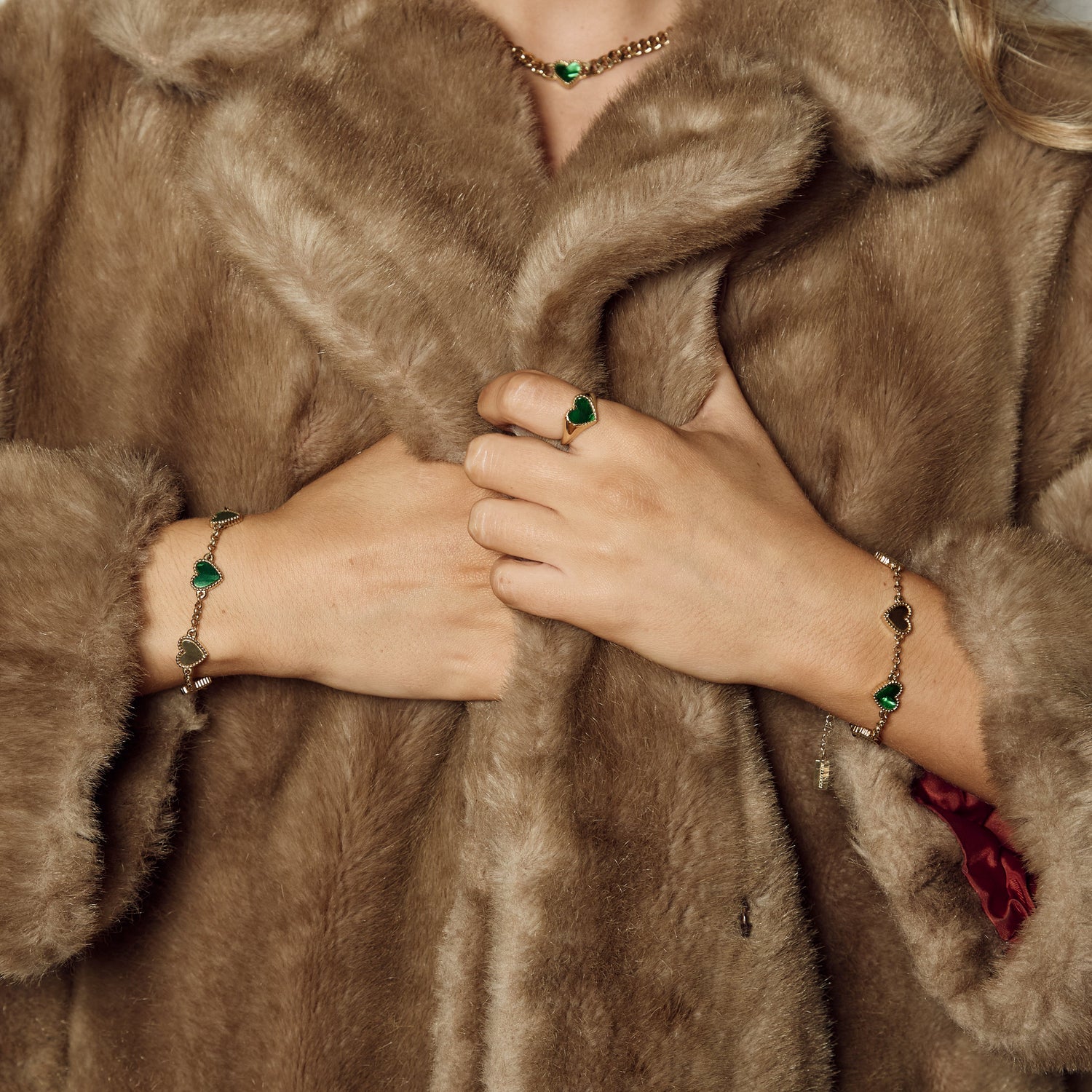 5 motif heart - Emerald Marble