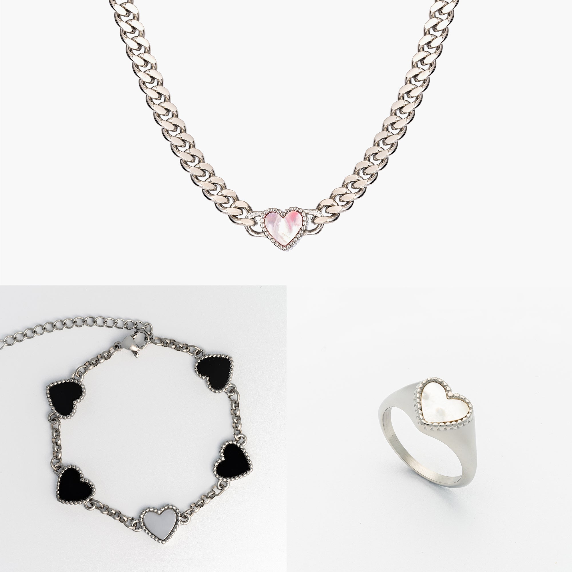 Bella heart - (Full Silver Set Drop)